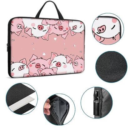 Laptop Sleeve Bag with Handle Computer Protective Soft Cover Case for 14 Inch 13 Inch Laptop,Cute Pink Pig - color: Cute Pink Pig