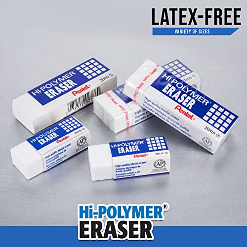 Pentel Hi-Polymer Block Eraser, Small | White | Pack of 8 | ZEH05BP4 - size: 4 Count (Pack of 2)