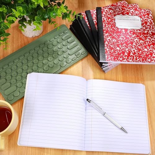 Seajan 20 Pack Composition Notebooks, Wide Ruled Paper, 7-1/2" x 9-3/4" Marble Hard Covers, 60 Sheets, Composition Notebooks Bulk for Students Back to School Adults Office Supplies(Red) - color: Red