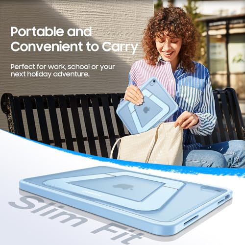 Fintie Shockproof Case for iPad (A16) 11th Generation 11 Inch (2025), iPad 10th Generation 10.9 Inch (2022) - [Built-in Pencil Holder] Slim Frosted Hard Cover with Multi-Angle Kickstand, Sky Blue - color: Sky Blue