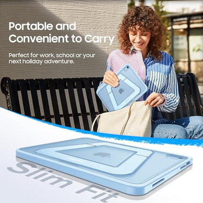 Fintie Shockproof Case for iPad (A16) 11th Generation 11 Inch (2025), iPad 10th Generation 10.9 Inch (2022) - [Built-in Pencil Holder] Slim Frosted Hard Cover with Multi-Angle Kickstand, Sky Blue - color: Sky Blue
