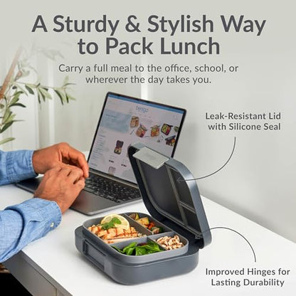 Bentgo® Modern - Leak-Resistant Bento Lunch Box For Adults, Teens, & Larger Appetites; Reusable BPA-Free Meal Prep Container with 3 or 4 Compartments, Dishwasher/Microwave Safe; 5 Cups (Dark Gray) - color: Dark Gray