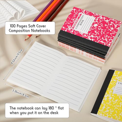 Resurhang 100 Pcs Mini Composition Notebook Bulk 100 Pages/50 Sheets Cute Pocket Composition Note Pad Small Marble Journal Notebooks College Ruled for Student Classroom Office Supplies(Colorful) - color: Colorful