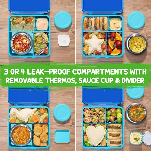 Fimibuke Bento Lunch Box for Kids Adult, 3-4 Compartment 60OZ Toddler Lunch Box Container with Leakproof 8OZ Insulated Food Jar, Sauce Jar, Utensil for School Boys Girls, BPA-Free Dishwasher Safe - color: B2.Purple & Pink