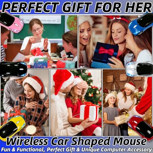 Blue Wireless Mouse，Mini Car Computer Mouse，1600DPI 2.4G with USB Receiver, Ergonomic Cute Computer Mice for Laptop, PC, Windows, Mac OS (Blue) - color: Blue