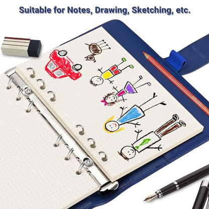 Beige A6 6-Hole Dot-Ruled Refill Paper(Pre-Punched) Fits A6 6-Ring Binder, 100GSM Thick No Bleed-through Sheets, Double Sided Writing for Fountain Pen & Gel Pen (2 Pack) - size: Dot-A6-2