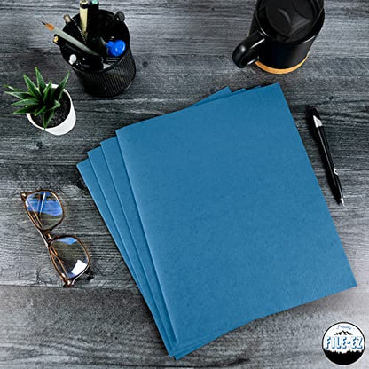 FILE-EZ Two-Pocket Folders, Light Blue, 125-Pack, Textured Paper, Letter Size (EZ-32420) - color: Light Blue, size: 125 Folders