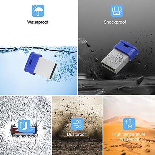 K&ZZ 64GB 5 Pack USB Flash Drives with Lanyard 64G Small USB Drive Ultra Fit Flash Drives Mini Thumb Drive 64 GB Micro USB 2.0 Pen Drive, Blue - color: Blue (5Pack), size: 64GB 2.0