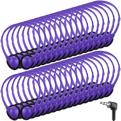 Konohan 30 Pack Headphones Bulk Headphone for School Classroom Student Wired Headphones Adjustable with 3.5 mm Jack for Adults (Purple) - color: Purple