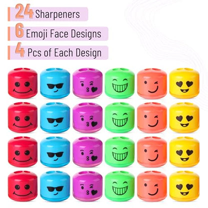 Mr. Pen- Pencil Sharpeners Manual, 24 Pack, Dual Hole, Smiley | Bulk Handheld Pencil Sharpener, Compatible with Standard and Jumbo Pencils, Snap-on Lid, Stainless Steel Blade - size: 24 Pack