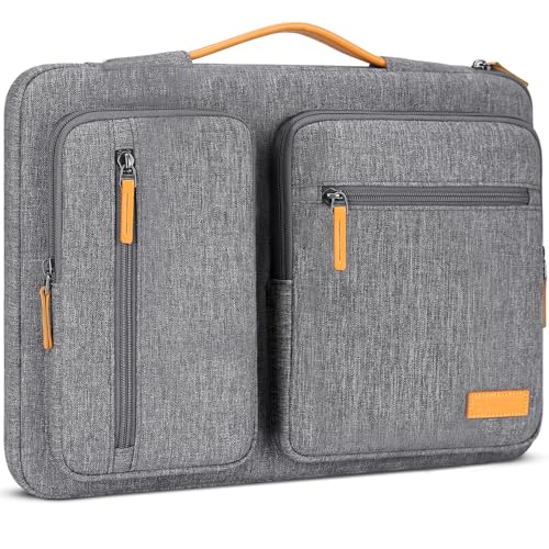 DOMISO 17 inch Laptop Sleeve Case,Waterproof Laptop Bag with Handle,Shockproof Protective Notebook PC Case,Grey - color: Grey, size: 17 inch