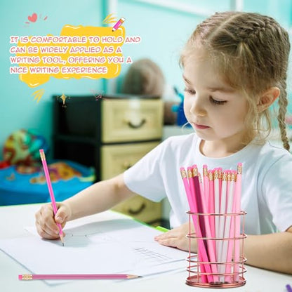 24 Pcs Round Pencils with Eraser 2 HB Cute Pencils Bulk for School Graphite Wood Color Unsharpened Pencil for Drawing Sketching Wedding School Teacher Supplies Student Reward(Light Pink) - color: Light Pink