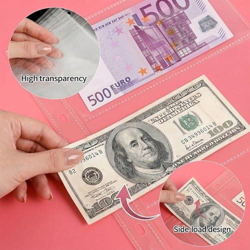Aegero 100 Pack 7.6x3.6 Photo Sleeves for 3 Ring Binder, Currency Collection Sleeves, Cash Collecting Album Refill Page, for Collecting Dollar Bills, Paper Money, Foreign Currency and Coupons - size: 7.6x3.6inch-3pocket, style: 100 pack