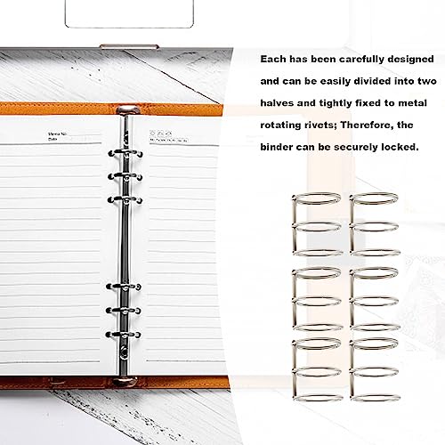 Saihisday 30 Pieces 3 Ring Metal Loose Leaf Binders 20 mm 25mm 30mm Inner Diameter Silver Book Rings Snap Split Hinged for Notebook DIY Travel Diary Photo Album