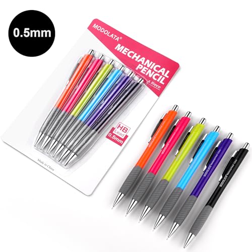 0.5MM Mechanical Pencil Set, Lead Pencils 0.5mm for Student and Artist Drawing, Sketching, Drafting, Pack of 6 Pieces