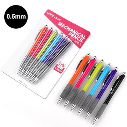 0.5MM Mechanical Pencil Set, Lead Pencils 0.5mm for Student and Artist Drawing, Sketching, Drafting, Pack of 6 Pieces