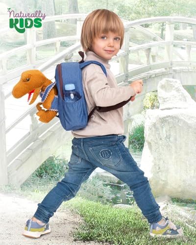 Naturally KIDS 【Upgraded】 Toddler Backpack with Detachable Dinosaur Toy for Boys | Side & Inner Pockets, Reflective Logo | Dinosaur Backpack for Kids 3-5 - color: 04 Dinosaur Trex, style: Small