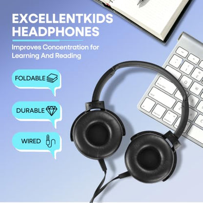 Kids Headphones 2 Pack for School Classroom Students Teens Children Toddler Boys Girls and Adult (HY450, 2 Black) - color: Black, size: 2 Pack