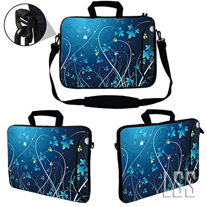 LSS 13.3 inch Laptop Sleeve Bag Carrying Case Pouch w/Handle & Adjustable Shoulder Strap - color: Purple Floral Design, size: 13 in – 13.3 in