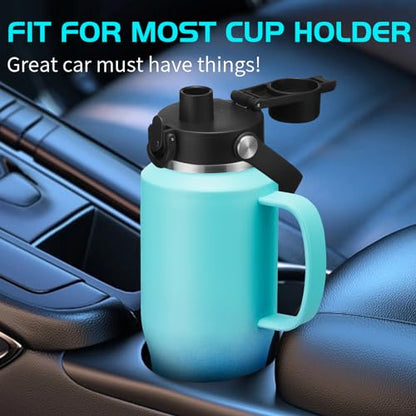 32oz Insulated Water Bottle - with Straw & Spout Lid, Strap Carrier Bag, Cold-48H & Hot-24H, Stainless Steel Travel Tumblers with Handle, Reusable Slim Water Bottle that Fits in Cup Holder - color: Mint&Cobalt, size: 32 ounces with handle