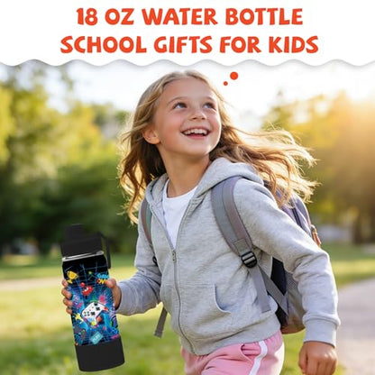 Gamer Gifts for Boys Kids - 18oz Gaming Water Bottle Stainless Steel, Insulated Straw Lid Leak Proof, BPA Free Metal Thermos for Teen Boys Girls, Video Game Party Favors Travel School（Game1） - color: Game1