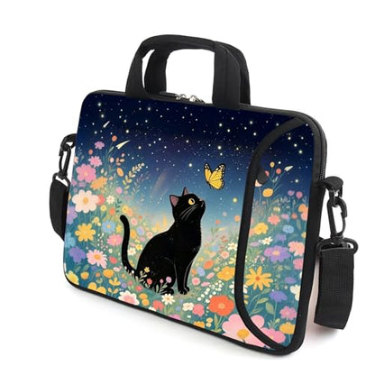 AMARY 13" 13.3" laptop sleeve chromebook case adjustable shoulder strap with handle accessory pocket (Cat-1) - color: Cat-1