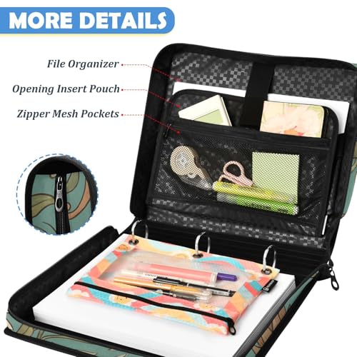 Playful Otters 2inch 3 Ring Zipper Binder Multi-Pocket Storage Holds 14 Inch Laptop for Students and Office Use - color: Playful Otters