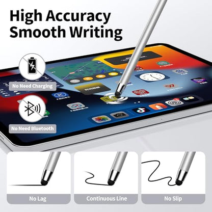 Stylus(10 PCS),Stylus Pen for Touchscreen,High Sensitivity & Precision | Universal Stylus,2-in-1 Rubber Tip,Thick and Thin Nibs,Touch Screens of iPhone/iPad/Android Tablets - color: 5PCS Silver & 5PCS Black