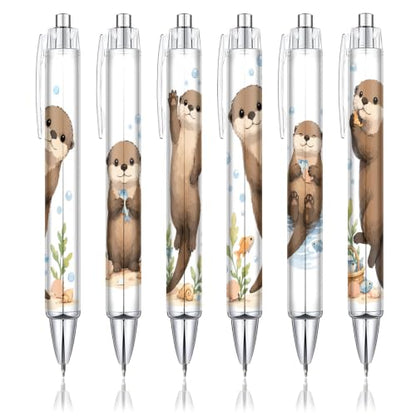 6-Piece Cute Otter Pen Set, Funny Animal Ballpoint Pens for Women Men Kids Teens, Gift for Her Him Friends Coworkers, Birthday Christmas Valentines Easter Gift, School Supplies Desk Accessories