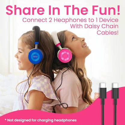 Puro Sound Labs JuniorJam Plus Volume-Limiting Wireless Bluetooth Headphones for Kids, Secure Audio with Adjustable On-Ear Design, 22-Hour Battery Life, Ideal for Tablets, Smartphones & PCs - Pink - color: Pink