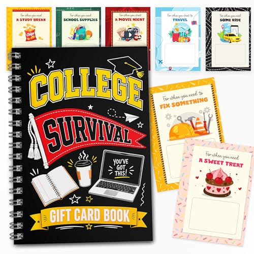 Hangwoous College Survival Gift Card Book, College Care Package Cash Gifts | 7X5 Inch 24 Pages Card Book For Grads, Going Away To College Care Package And High School Grad Gift - color: Black