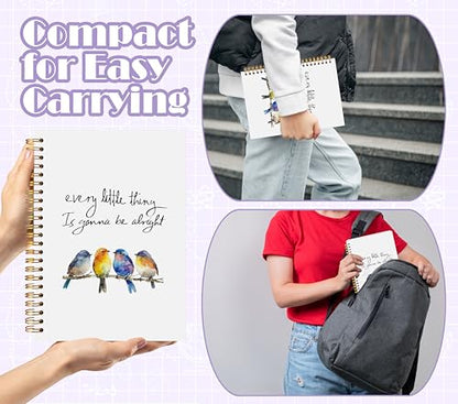 Inspirational Bird Notebook Journal 5.5x8.3, Bird Lover Gifts, Every Little Thing Is Gonna Be Alright Journal Notebooks for Note Taking, Motivational Hardcover Spiral Notebook - color: Inspirational Notebook 02