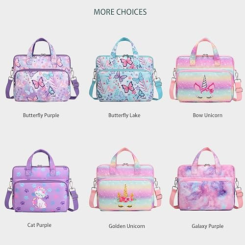 Octsky Kids Tablet Carrying Sleeve - 12.5 Inch Protective Bag with Shoulder Strap, Soft Lining - color: Butterfly Purple