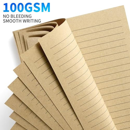 2 Packs A5 Lined Vintage Refillable Paper, Retro A5 Binder Refills Paper for 6-Ring Binders Planner Traveller Journal Notebook Dairy, 8mm Ruled Filler Paper, 80 Sheets 160 Pages, Lined