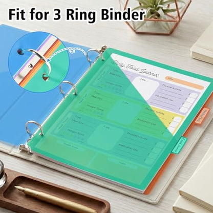 12 Count Binder Dividers with Front Pocket – Dividers for 3 Ring Binder, Plastic Rainbow Colorful Notebook Subject Folders Dividers with Tabs & Insertable Pockets for School, Office, Home Organization