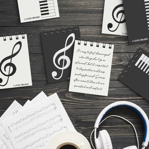 8 Pads Music Small Spiral Notebooks,Piano Keyboard and Musical Notes Cover Memo Notepads Blank A7 Mini Pocket Journal Notebook School Student Notebooks for Music Party Favors Gift,50sheet/pad