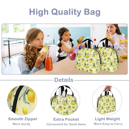 Lemon Yellow Insulated Lunch Bag Reusable Lunch Box Women Men,Cooler Thermal Meal Tote for Kids School Student Picnic Office Work - color: Lemon Yellow
