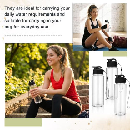 Mifoci 40 Pieces Plastic Water Bottle Bulk for Kids Adults 17 oz Reusable Large Water Bottle Bulk with Handle Strap Lightweight Leakproof Flip Top for Party Outdoor School(Clear,Black) - color: Clear,Black