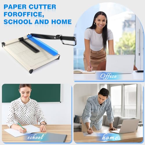 Guillotine Paper Cutter, A4 Paper Cutter, Heavy Duty Paper Trimmer with Safety Guard, 12 Sheets Capacity, Paper Guillotine for Cardstock, Photos, Scrapbooking, Office, Classroom, Studio