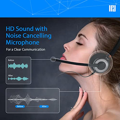 IPD IPH-160 USB Headset with Noise Cancelling Microphone for Office and Call cengter- Compatible with Skype, Microsoft Teams, Cisco Jabber, Avaya One-X and Other Soft Phones - color: Foam Cushion, style: Monaural