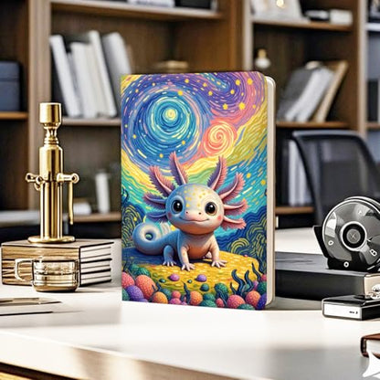Lovdazzles Pretty Leather Lined Journal Cute Axolotl Notebooks 200 Pages A5 Ruled Journaling Notebooks, Office Gifts for Women Coworkers, Gift for Teenage Girls (5.8 x 8.3) - color: Multi 1724