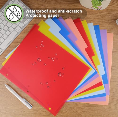 HABGP 12 Tab Dividers for 3 Ring Binder, 12 Pcs Multicolor 3 Ring Binder Dividers with Tabs, Page Folder Dividers, Plastic Tabbed File Dividers with Tabs, Three Ring Binder Index Dividers, 1 Set - size: 1 set (12 pcs)