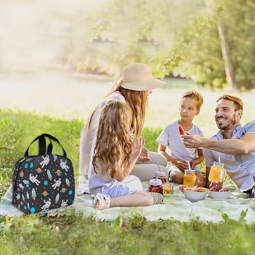 Astronauts Space Rockets Planets Stars Lunch Box,Insulated Lunch Bag for Girls Boys,Reusable Lunch Box for Kids Adults School Student Work Picnic Travel - color: Astronauts Space Rockets Planets Stars