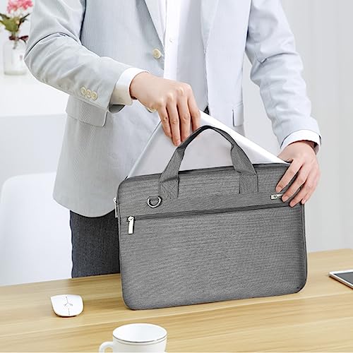 Voova Laptop Bag 13-14 Inch, 360° Protective Laptop Case Sleeve with Shoulder Strap Compatible with Macbook Air 13, MacBook Pro 13/14, Waterproof Computer Bag Slim Briefcase for Men Women, Grey - color: Grey, size: 13-13.5 inch