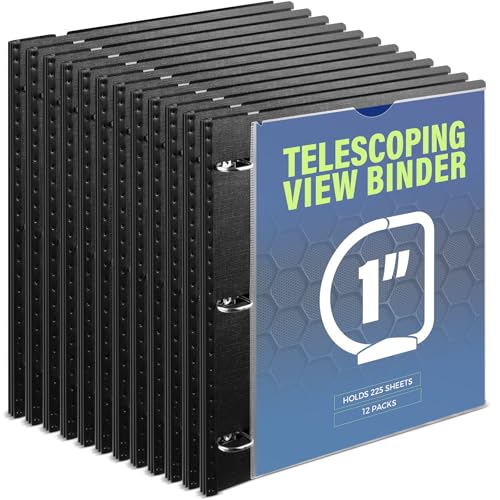 WOT I 12-Pack Telescoping 3 Ring Binder 1 Inch, Expandable Flexible Binder - Patented Design for Easy Portability, Holds 8.5"x11" Paper, Perfect for School, Office&Home Organization, Black - color: Black -With Front Cover, size: 1 Inch