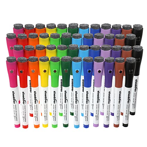 cloudriver Magnetic Dry Erase Markers, 48 Pack Whiteboard Markers - 24 Fine Tip And 24 Chisel Tip, 12 Colors Low Odor Dry Erase Marker With Eraser Cap