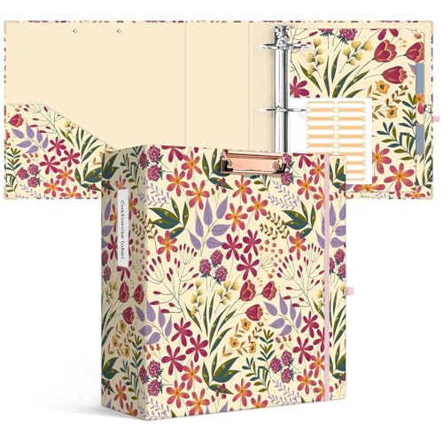 Ospelelf 3 Ring Binder for Letter Size Paper with 5 Tab Dividers, 3 Inch Ring, 4.4 Inch Spine, Floral Binder with Clip for School and Office Supplies - color: Floral, size: 3in（Letter Size）