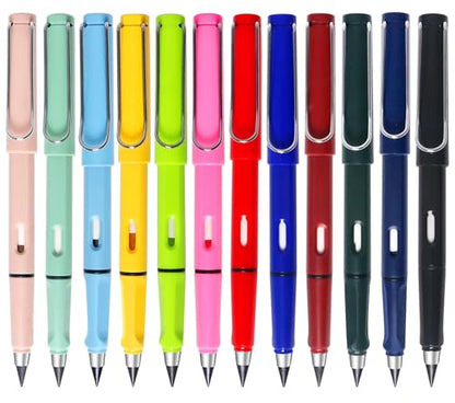 12Pack Forever Pencils for Kids Writing, Infinity Pencil Cute Inkless Everlasting Pencil with Eraser for Sketching (Black) - style: Black