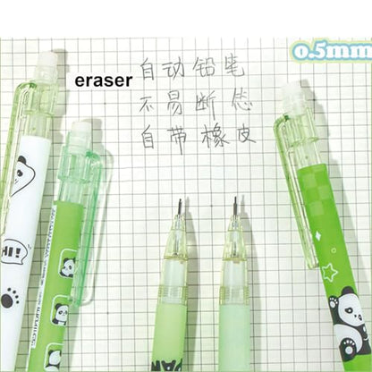 MOZXIRZ 4 Pcs Cute Mechanical Pencils with Eraser 0.5mm Cartoon Panda Mechanical Pencil School Pencil for Women (6pcs Panda) - color: 6pcs Panda