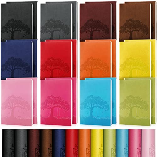 TaoBary A5 PU Leather Journals Bulk Colorful Tree Journal Notebook Soft Leather Cover Lined Ruled Writing Notebook for Back to School Office Group Team Volunteer(Bright Colors,24 Pcs) - color: Bright Colors multi